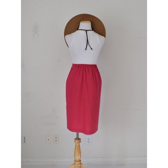 Vintage 90s Poly/Rayon/Linen Fushia Skirt size 8P | 24-28 waist‎ - Picture 4 of 9